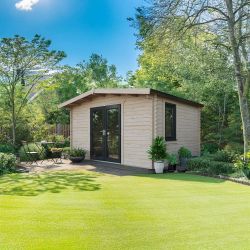 Powersheds Chalet Log Cabin - 12ft x 14ft - Doors Central - 44mm
