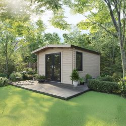 Powersheds Chalet Log Cabin - 14ft x 12ft - Doors Central - 44mm