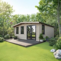 Powersheds Chalet Log Cabin - 18ft x 18ft - Doors to Right - 44mm