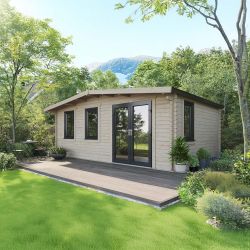 Powersheds Chalet Log Cabin - 14ft x 20ft - Doors to Right - 44mm