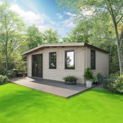 Powersheds Chalet Log Cabin - 14ft x 20ft - Doors to Left - 44mm