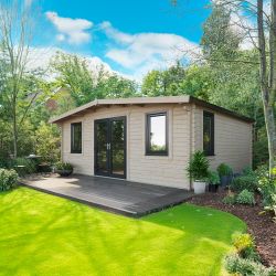 Powersheds Chalet Log Cabin - 18ft x 20ft - Doors Central - 44mm