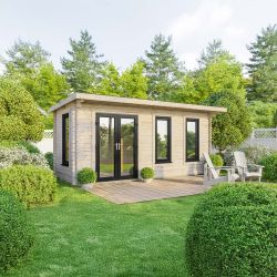 Powersheds Pent Log Cabin - 20ft x 8ft - Doors to Left - 44mm