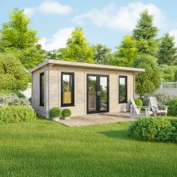 Powersheds Pent Log Cabin - 20ft x 10ft - Doors Central - 44mm