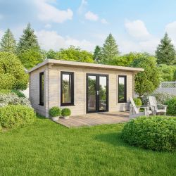 Powersheds Pent Log Cabin - 20ft x 12ft - Doors Central - 44mm