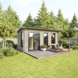 Powersheds Apex Log Cabin - 18ft x 8ft - Doors to Left - 44mm