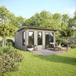 Powersheds Apex Log Cabin - 16ft x 16ft - Doors to Right - 44mm