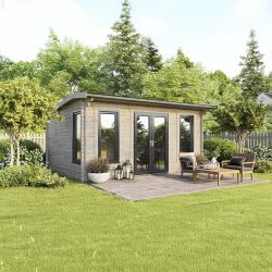 Powersheds Apex Log Cabin - 18ft x 16ft - Doors Central - 44mm