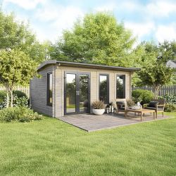 Powersheds Apex Log Cabin - 18ft x 16ft - Doors to Left - 44mm