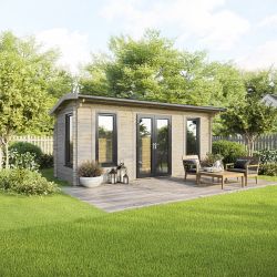 Powersheds Apex Log Cabin - 20ft x 8ft - Doors Central - 44mm