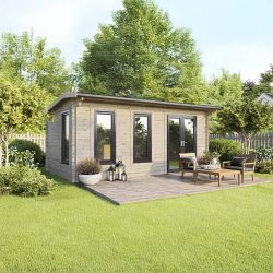 Powersheds Apex Log Cabin - 20ft x 12ft - Doors to Right - 44mm