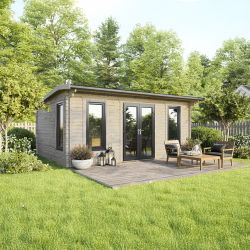 Powersheds Apex Log Cabin - 20ft x 16ft - Doors Central - 44mm