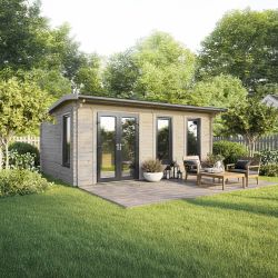 Powersheds Apex Log Cabin - 20ft x 16ft - Doors to Left - 44mm