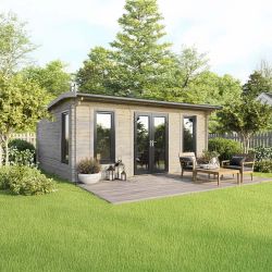 Powersheds Apex Log Cabin - 20ft x 18ft - Doors Central - 44mm