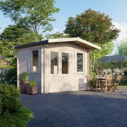 Powersheds Chalet Log Cabin - 8ft x 12ft - Doors to Left - 28mm