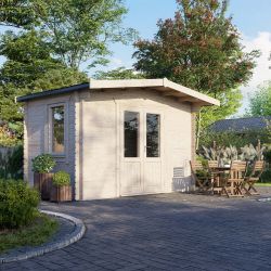 Powersheds Chalet Log Cabin - 8ft x 14ft - Doors Central - 28mm