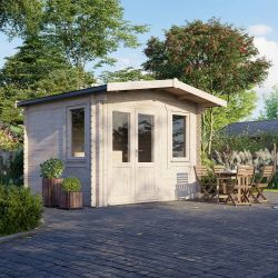 Powersheds Chalet Log Cabin - 10ft x 12ft - Doors to Left - 28mm