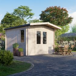 Powersheds Chalet Log Cabin - 12ft x 12ft - Doors Central - 28mm