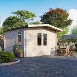 Powersheds Chalet Log Cabin - 12ft x 14ft - Doors Central - 28mm