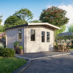 Powersheds Chalet Log Cabin - 12ft x 14ft - Doors to Right - 28mm