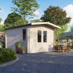 Powersheds Chalet Log Cabin - 14ft x 12ft - Doors Central - 28mm