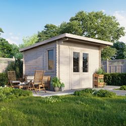 Powersheds Pent Log Cabin - 12ft x 12ft - Doors Central - 28mm