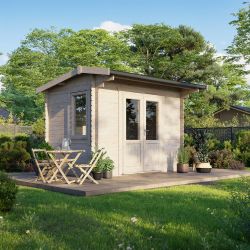 Powersheds Apex Log Cabin - 12ft x 8ft - Doors Central - 28mm