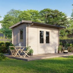 Powersheds Apex Log Cabin - 14ft x 8ft - Doors Central - 28mm