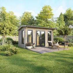Powersheds Apex Log Cabin - 16ft x 8ft - Doors Central - 44mm
