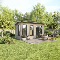 Powersheds Apex Log Cabin - 16ft x 8ft - Doors to Right - 44mm