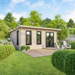 Powersheds Pent Log Cabin - 20ft x 18ft - Doors to Right - 44mm