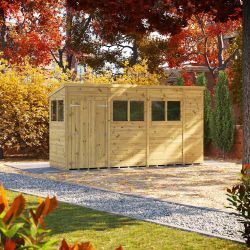 Powersheds Prem Pent GDN Shed 14ftx4ft DD
