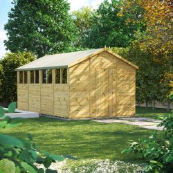 Powersheds Prem Apex GDN Shed 16ftx10ft