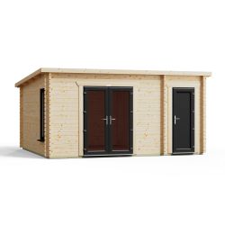 Powersheds Combi Pent Log Cabin 16ftx14ft DC 44mm