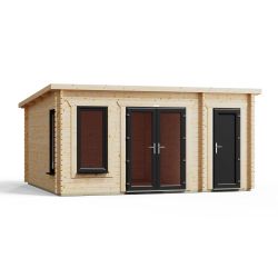 Powersheds Combi Pent Log Cabin 16ftx14ft DTR 44mm