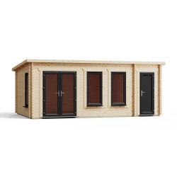 Powersheds Combi Pent Log Cabin 20ftx12ft DC 44mm