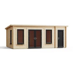 Powersheds Combi Pent Log Cabin 20ftx12ft DTL 44mm