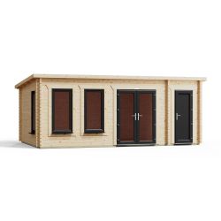 Powersheds Combi Pent Log Cabin 20ftx12ft DTR 44mm