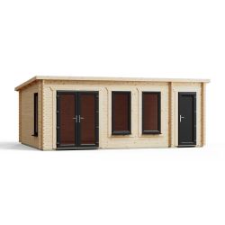 Powersheds Combi Pent Log Cabin 20ftx14ft DC 44mm