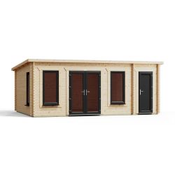 Powersheds Combi Pent Log Cabin 20ftx14ft DTL 44mm