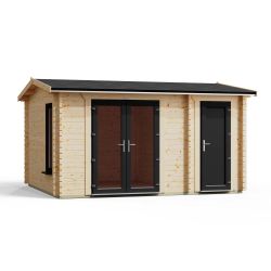 Powersheds Combi Apex Log Cabin 14ftx12ft DC 44mm