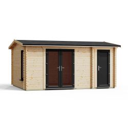 Powersheds Combi Apex Log Cabin 16ftx12ft DC 44mm