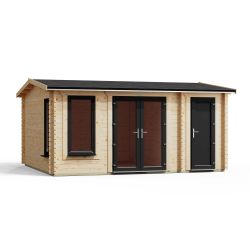 Powersheds Combi Apex Log Cabin 16ftx14ft DTR 44mm