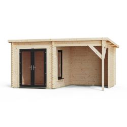 Powersheds Pent Canopy Log Cabin 16ftx10ft DD 44mm