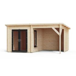 Powersheds Pent Canopy Log Cabin 16ftx12ft DD 44mm