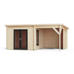 Powersheds Pent Canopy Log Cabin 18ftx12ft DD 44mm