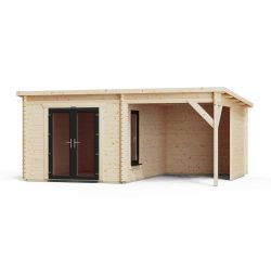 Powersheds Pent Canopy Log Cabin 18ftx14ft DD 44mm