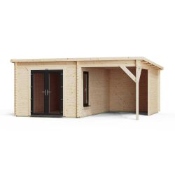 Powersheds Pent Canopy Log Cabin 18ftx16ft DD 44mm