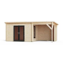 Powersheds Pent Canopy Log Cabin 20ftx10ft DD 44mm