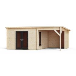 Powersheds Pent Canopy Log Cabin 20ftx16ft DD 44mm